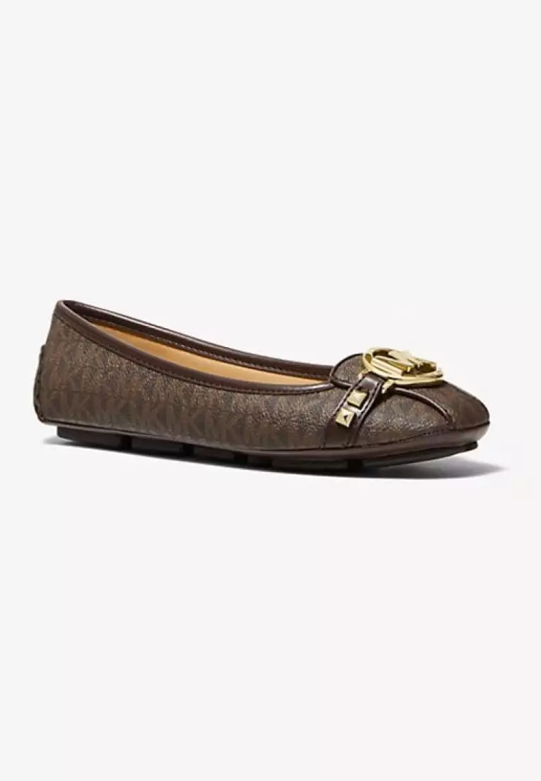 michael michael kors fulton metallic logo flat