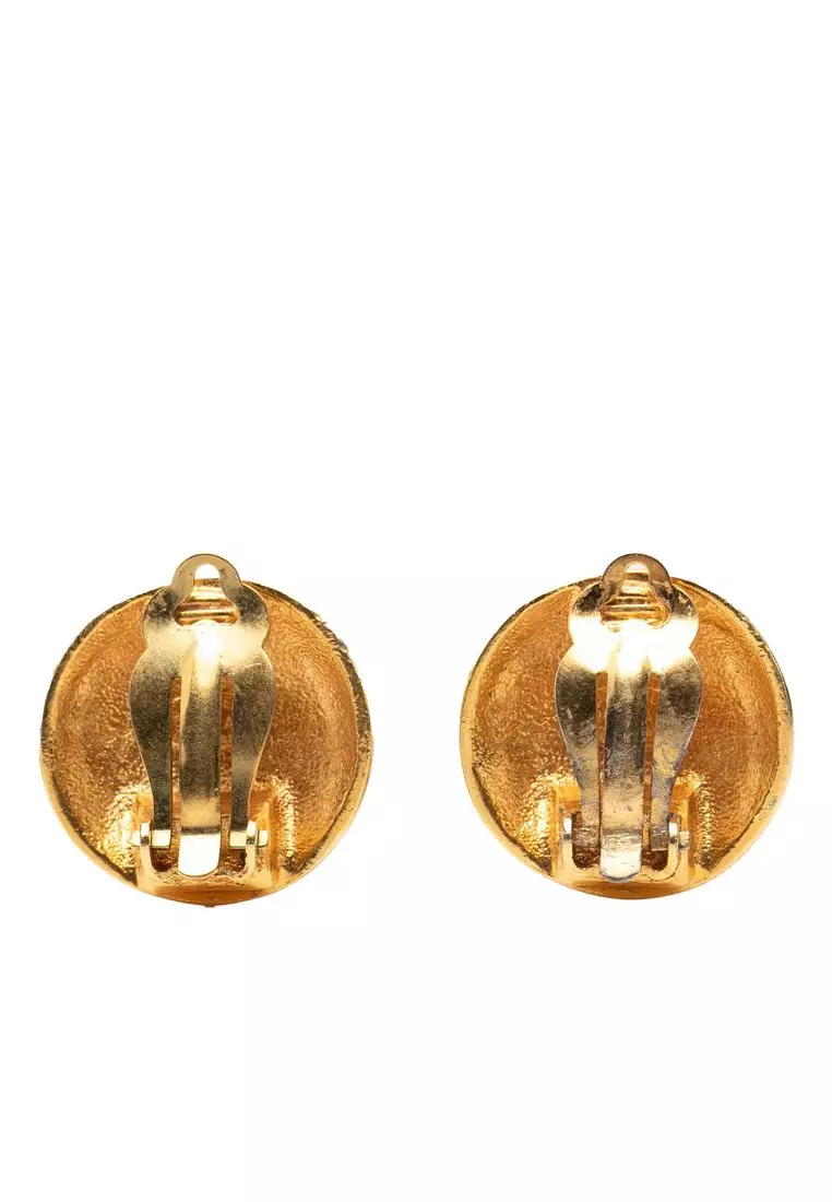 Pre-Loved Chanel Cc Quilted Gold Plated Round Clip On Earrings