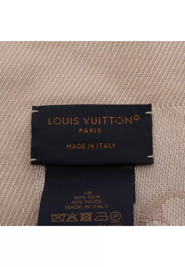 Pre-Loved Louis Vuitton monogram ecru shawl silk wool beige