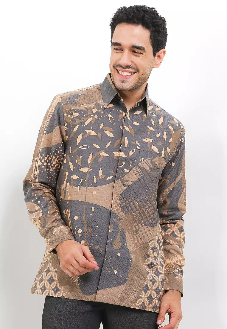 BATIK TALENTA EXCLUSIVE Lengan PANJNG DOBBY KATUN HALUS DAUN GUGUR