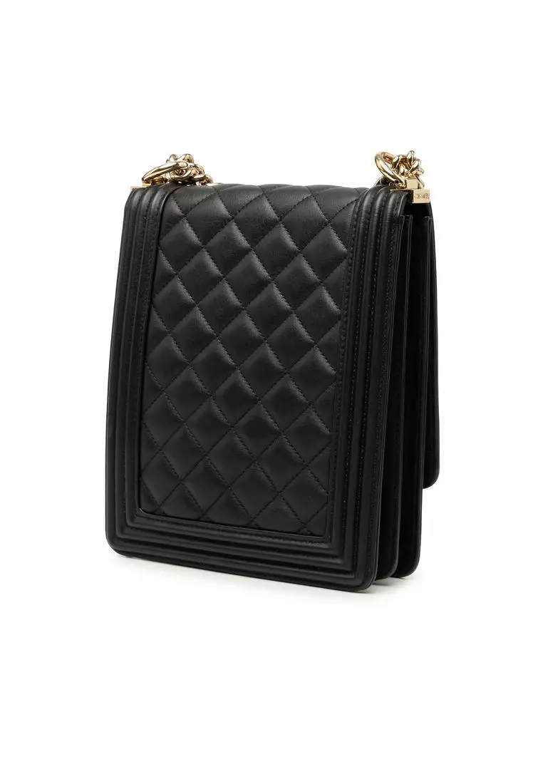 Pre-Loved Chanel Quilted Lambskin North South Boy Flap
