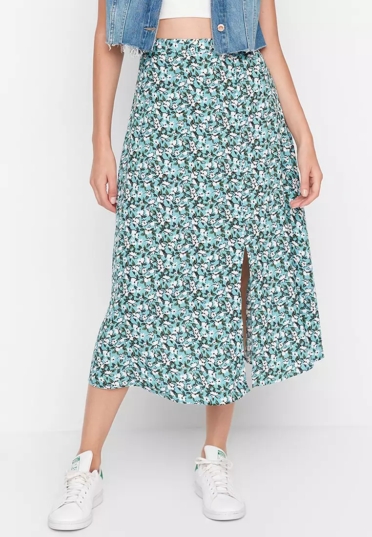 Floral midi skirt clearance h&m