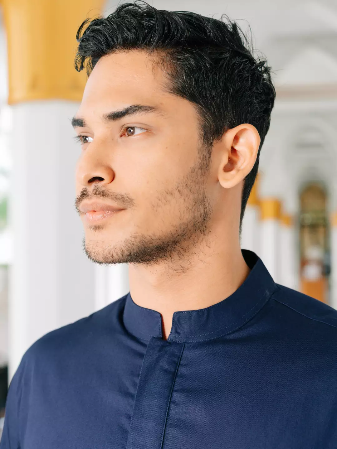 Adyatma Baju Koko Jubah Gamis Pria COTTON COMBED TWILL Navy Blue Regular Fit Baju Muslim Pria Lengan Panjang