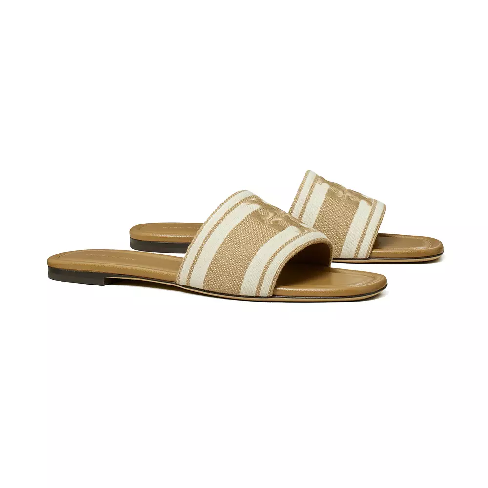 Jual Tory Burch Tory Burch Double T Jacquard Sandals Camel