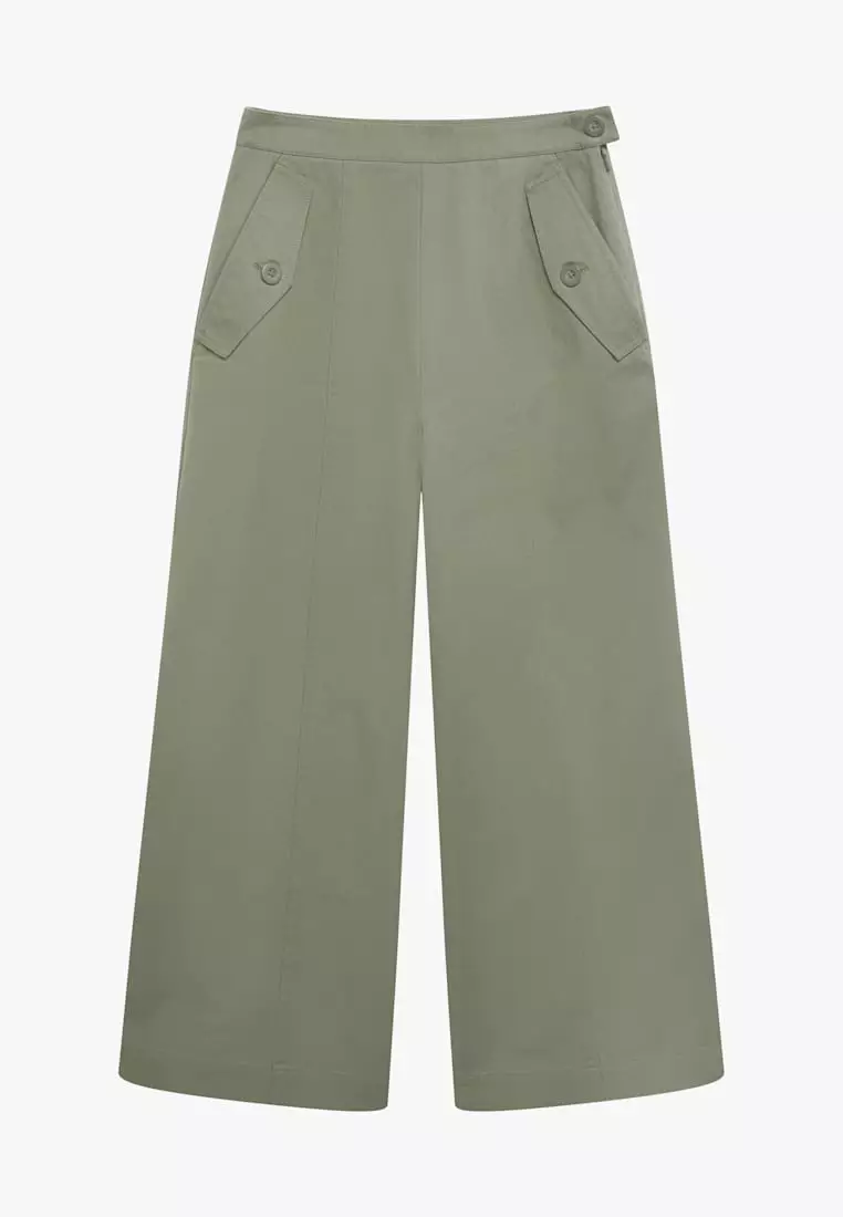 Women's Grey Cotton Wide Leg Pants
