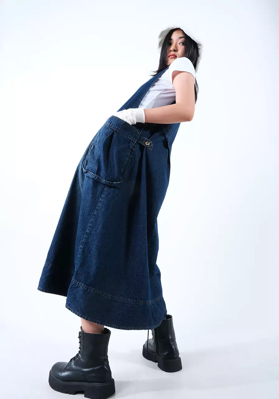 Overall Dress Wanita Mizza Dark Blue