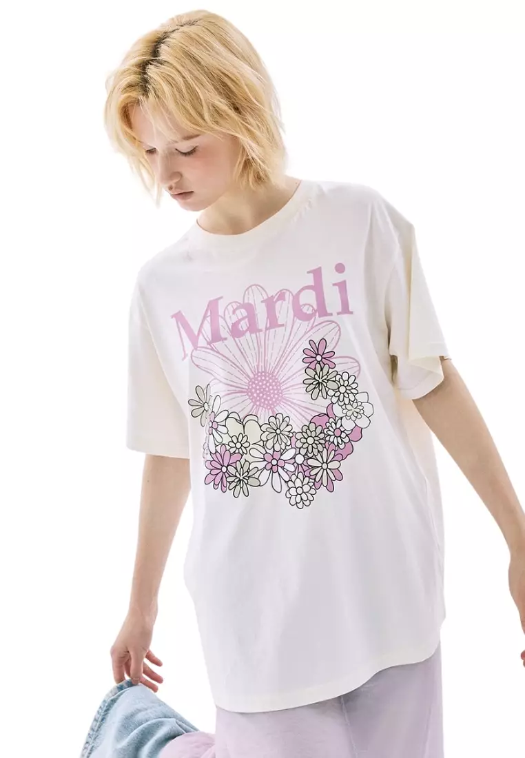 Tshirt Flowermardi Jardin - Cream Pinklavender