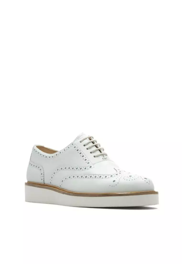 Buy Clarks Clarks Baille Brogue White Leather Women's Shoes Online ...