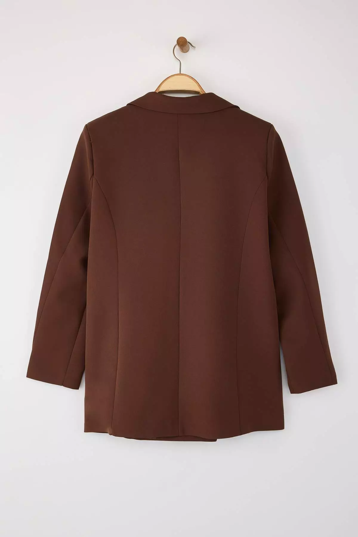 Brown Oversize Lined Buttoned Blazer Jacket