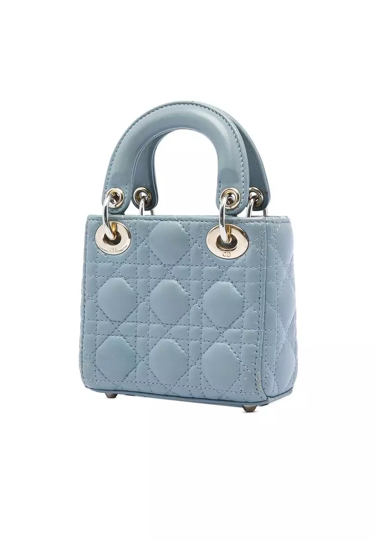 Pre-Loved Dior Micro Lambskin Cannage Lady Dior