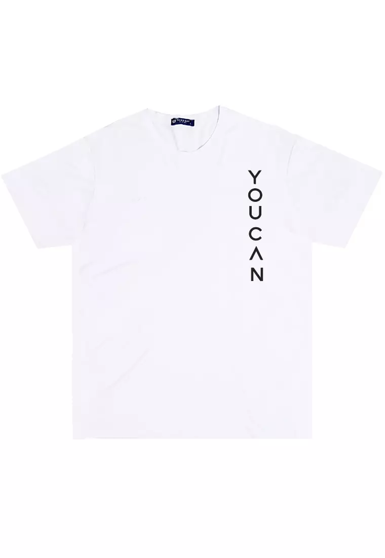 MTV37 baju kaos lengan pendek pria instacool "youcan" putih