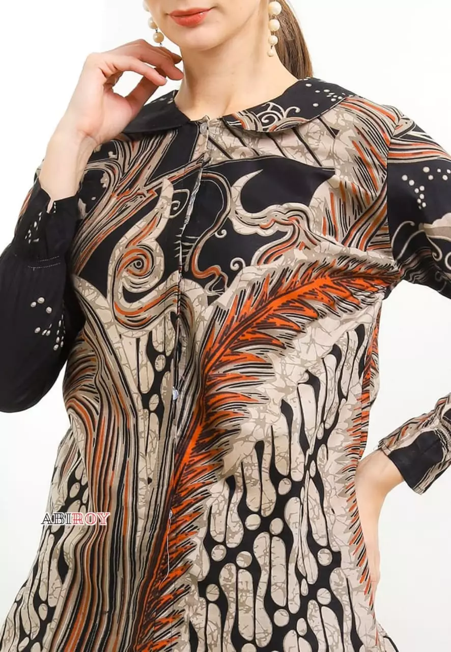 Blouse Batik Akarasya Hitam Premium Slimfit Elegant NLN