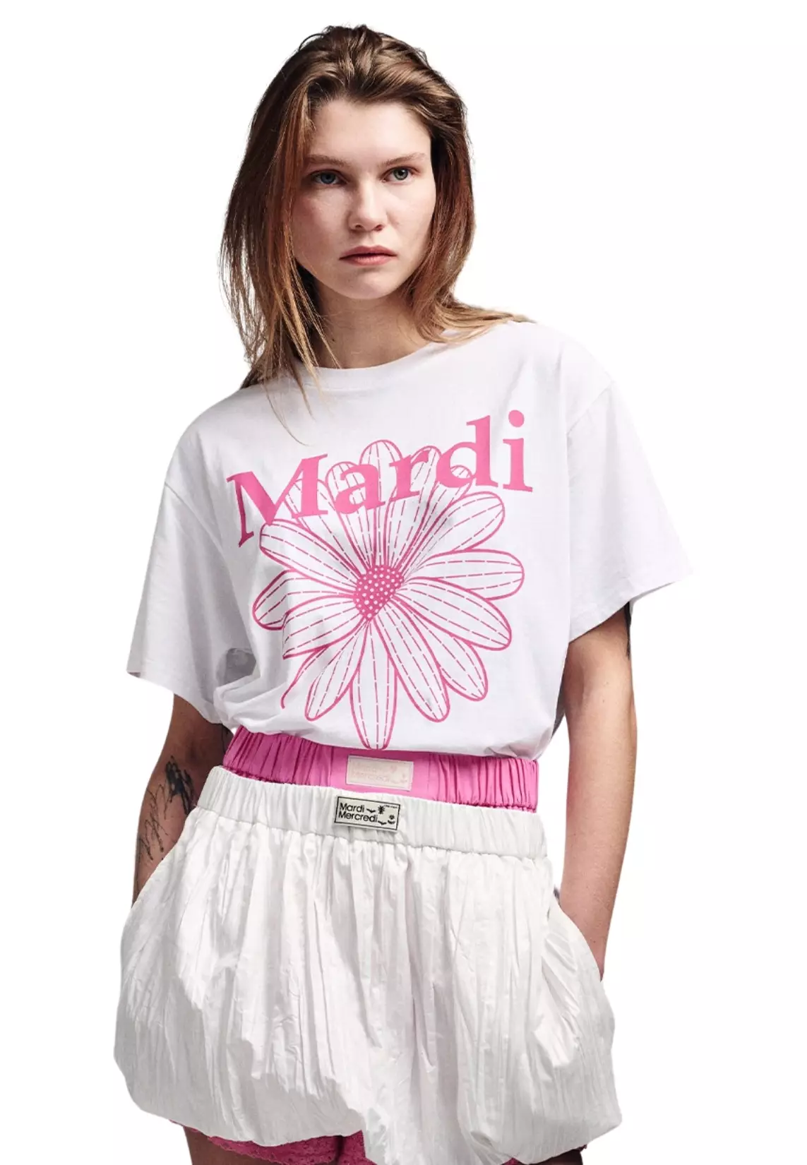 Tshirt Flowermardi -White Pink