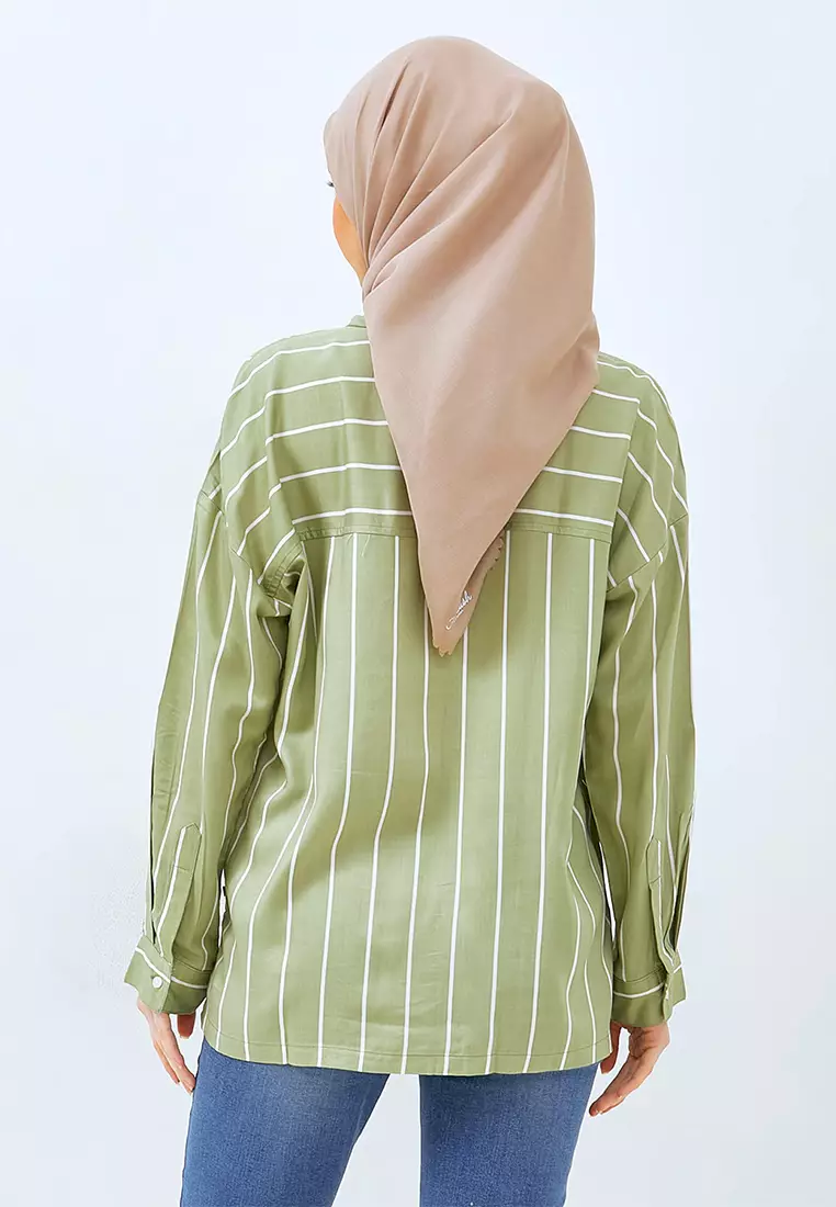 Flamoush Jezera Green Kemeja Casual Wanita