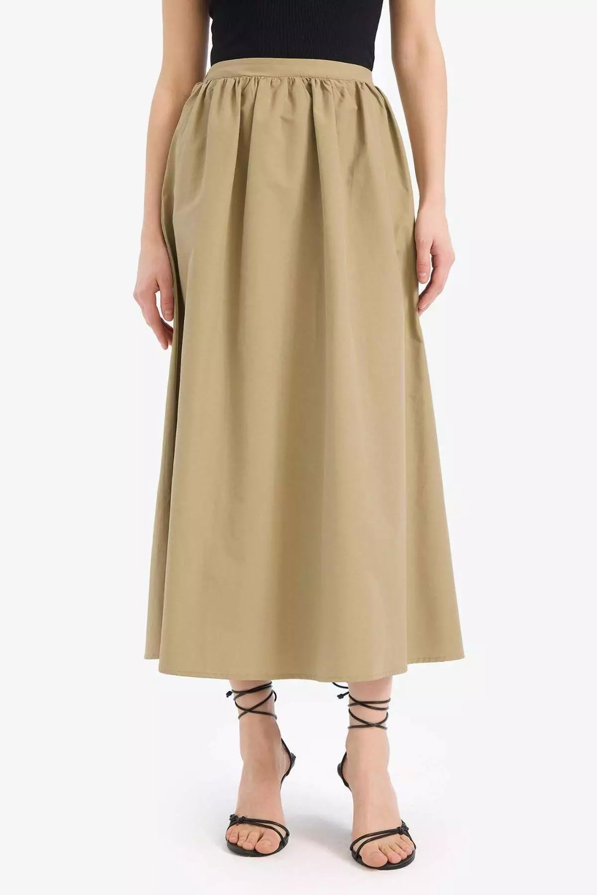 A-Line Regular Waist Half Lining Poplin Midi Skirt E8700Ax25Sp