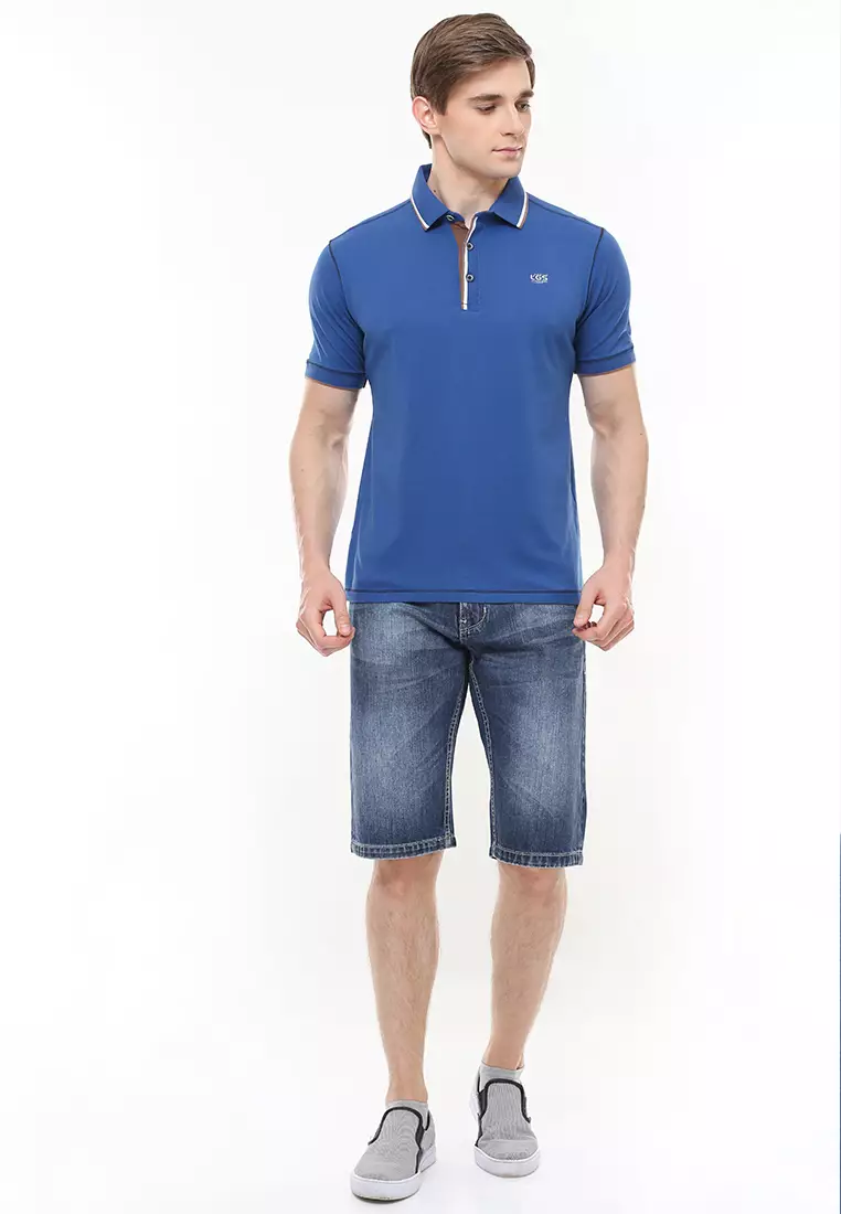 LGS - Kaos Polo Fashion - Kerah Variasi Warna - Biru - JTS.325.M2424F.01.C