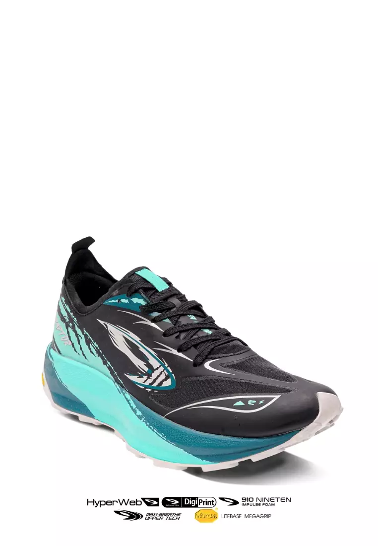 910 Nineten YUZA Veloraptor Sepatu Trail Running - HITAM/TEAL/TOSCA