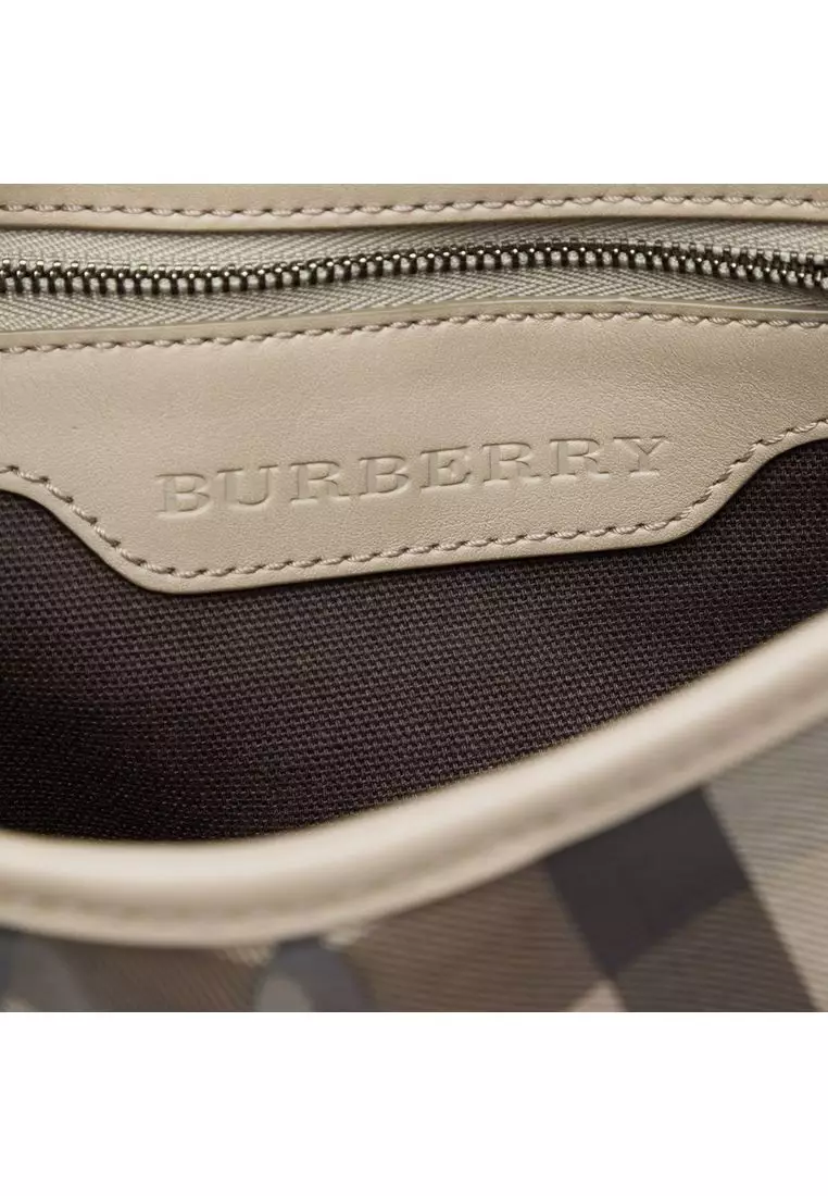 Pre-Loved Burberry Smoke Check Coated Canvas Hartham Crossbody