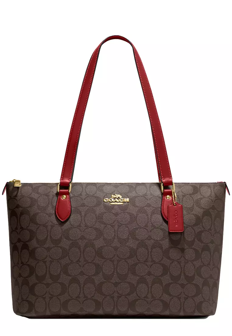 Coach Coach Gallery Tote Bag In Signature Canvas in Brown