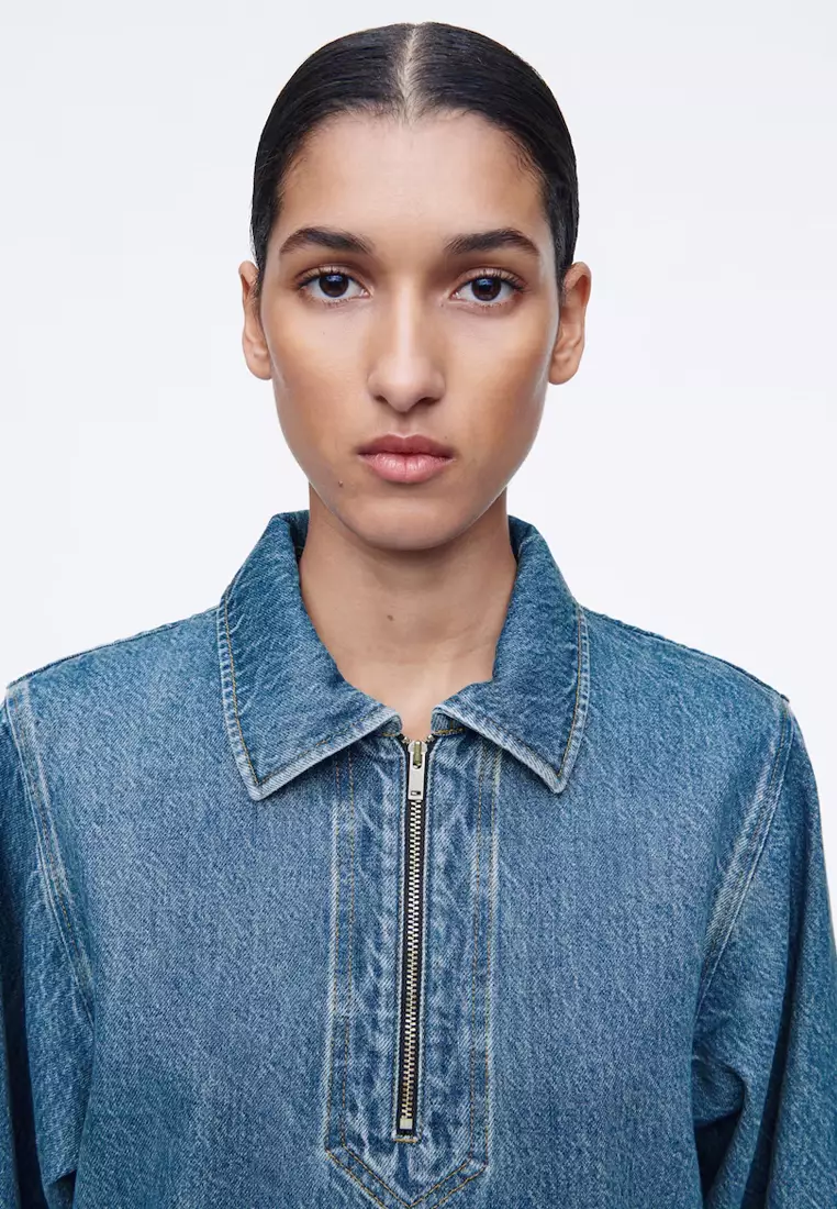 Denim Half-Zip Dress