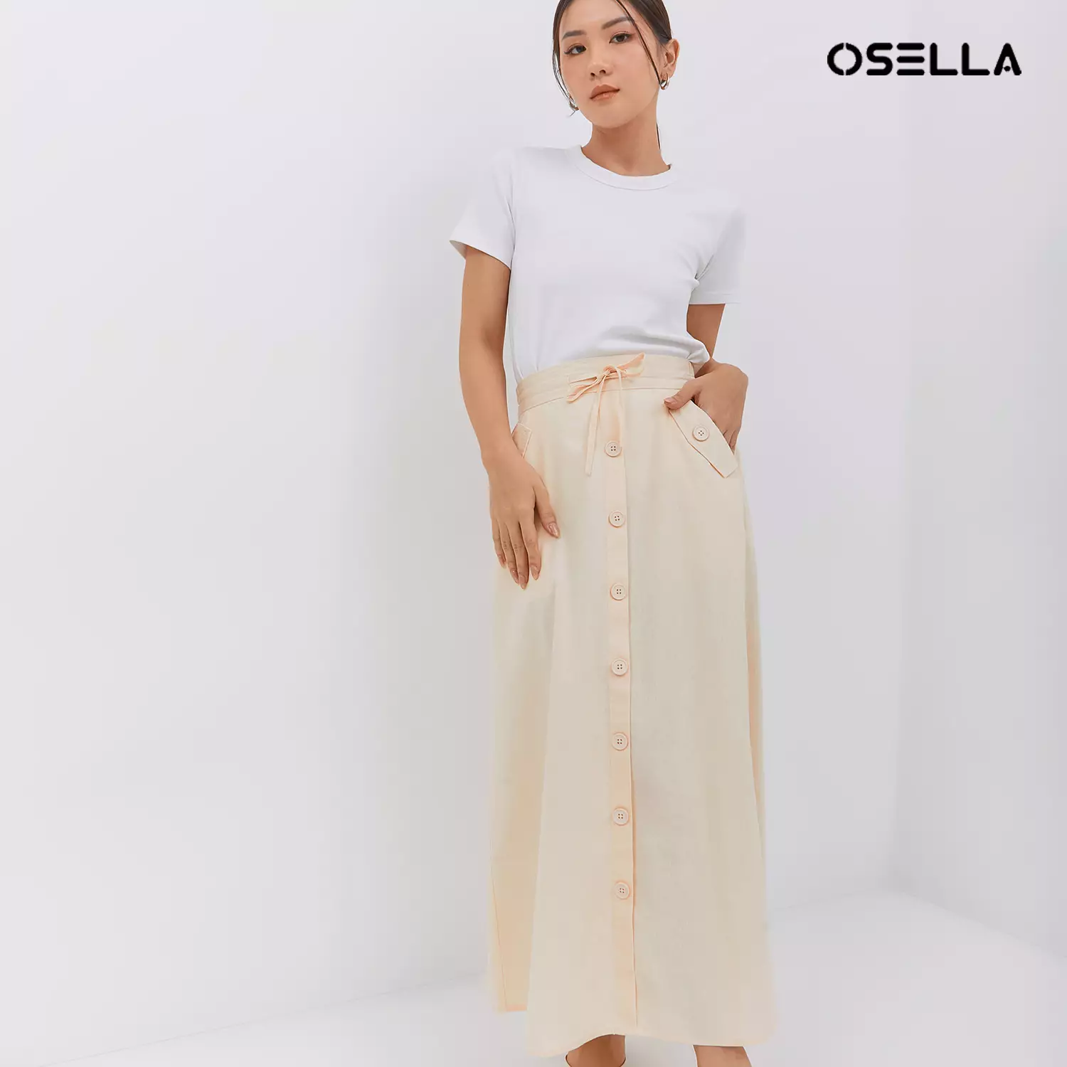 [NEW] Osella Lindy Long Skirt With Buttons 21874001 | Rok Wanita Warna Cream
