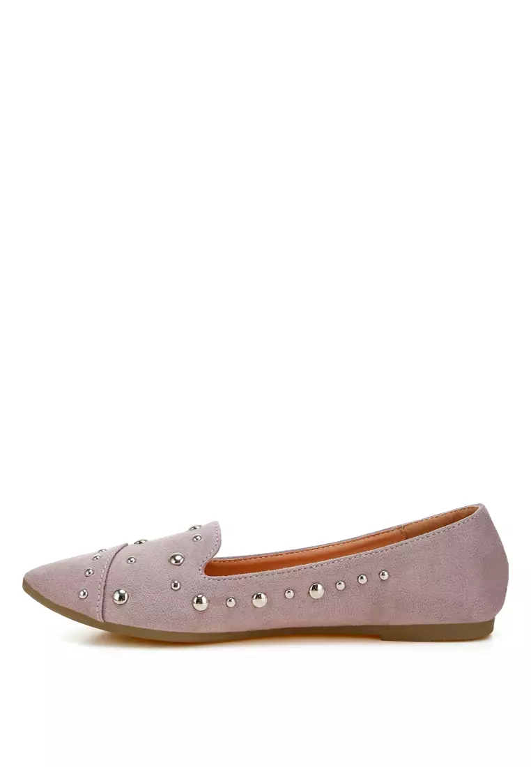 Sepatu Balet Berhias Stud Warna Lilac