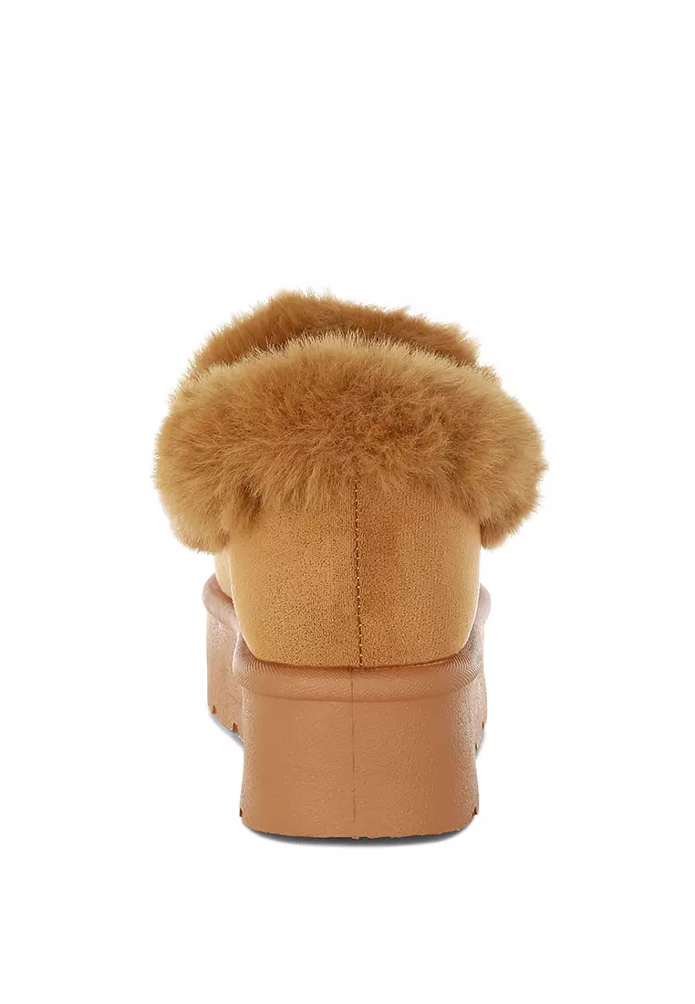 棕褐色魅力細節一腳蹬雪靴