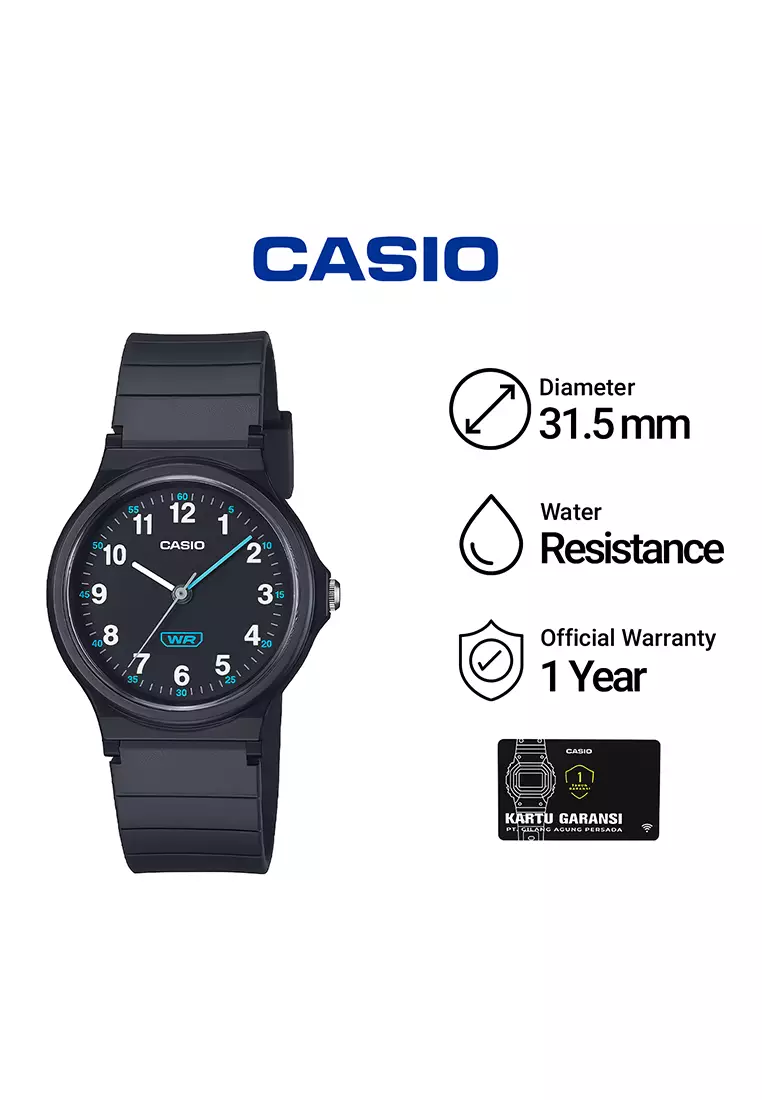 Casio POP Series - Jam Tangan Analog Wanita - Black Resin Band - LQ-24B-1B