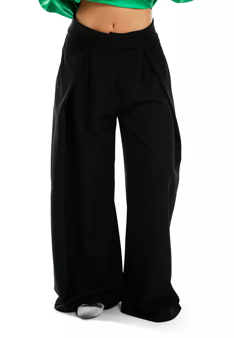 High Waist Wide Leg Trousers in Black