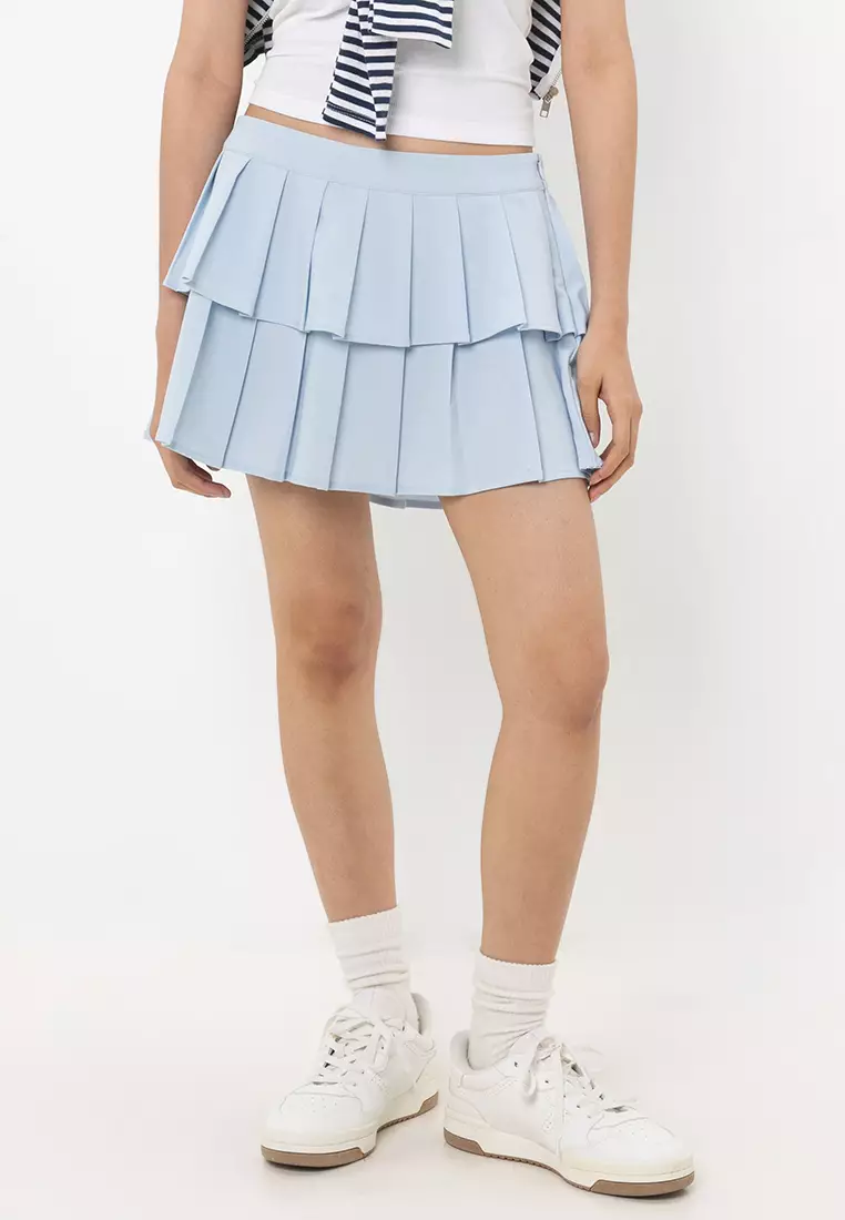 Double Pleated Mini Skirt