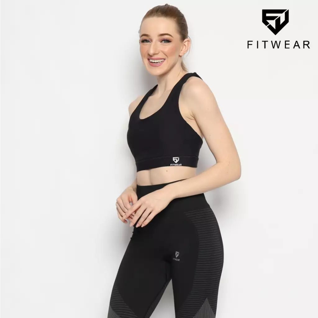 Fitwear - Sportbra Olahraga Wanita SAMANTHA [CAGED PLAIN] - BLACK