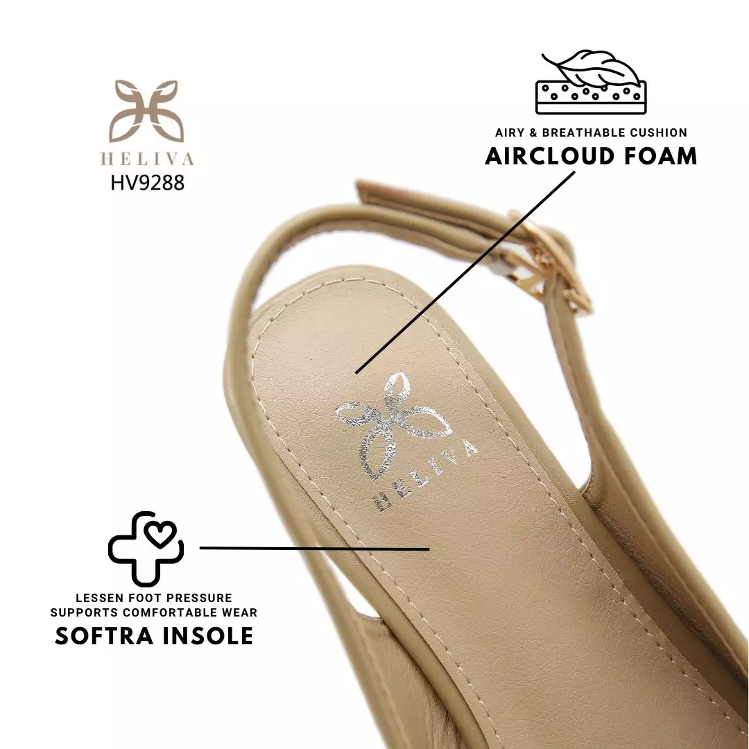 Heliva Rebecca Mules Shoes Sling Back  Frame Metal  Flower Sol 3cm HV9288