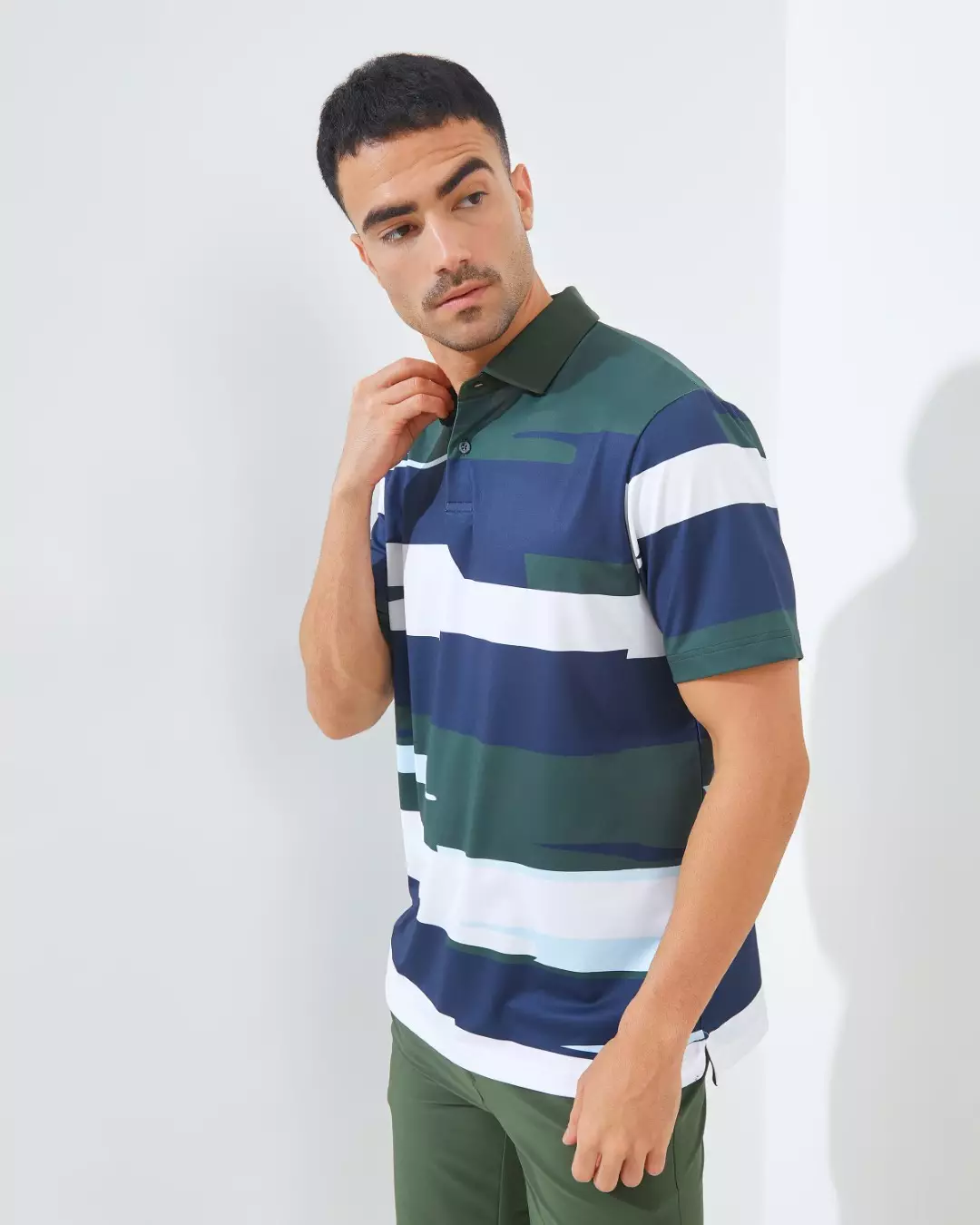 Jack Nicklaus Ladder PremiumModern Print Polo Olive Shadow Colour Olive Shadow