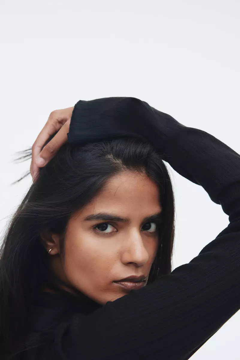 Ribbed turtleneck top