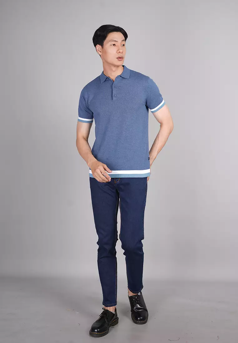 Johnwin - Polo Sweater - Kaos Polo - Bahan Sweater - Putih ASW