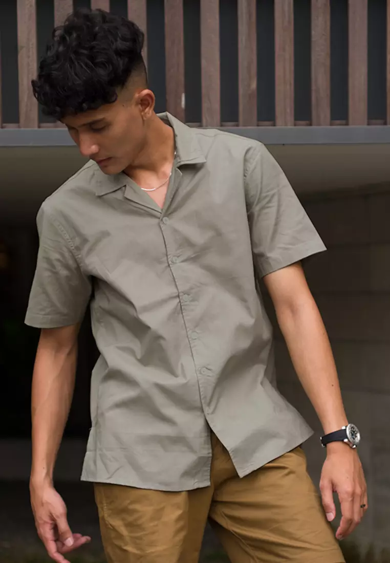 Kemeja pendek pantai OXCON summer shirt Smoke Grey