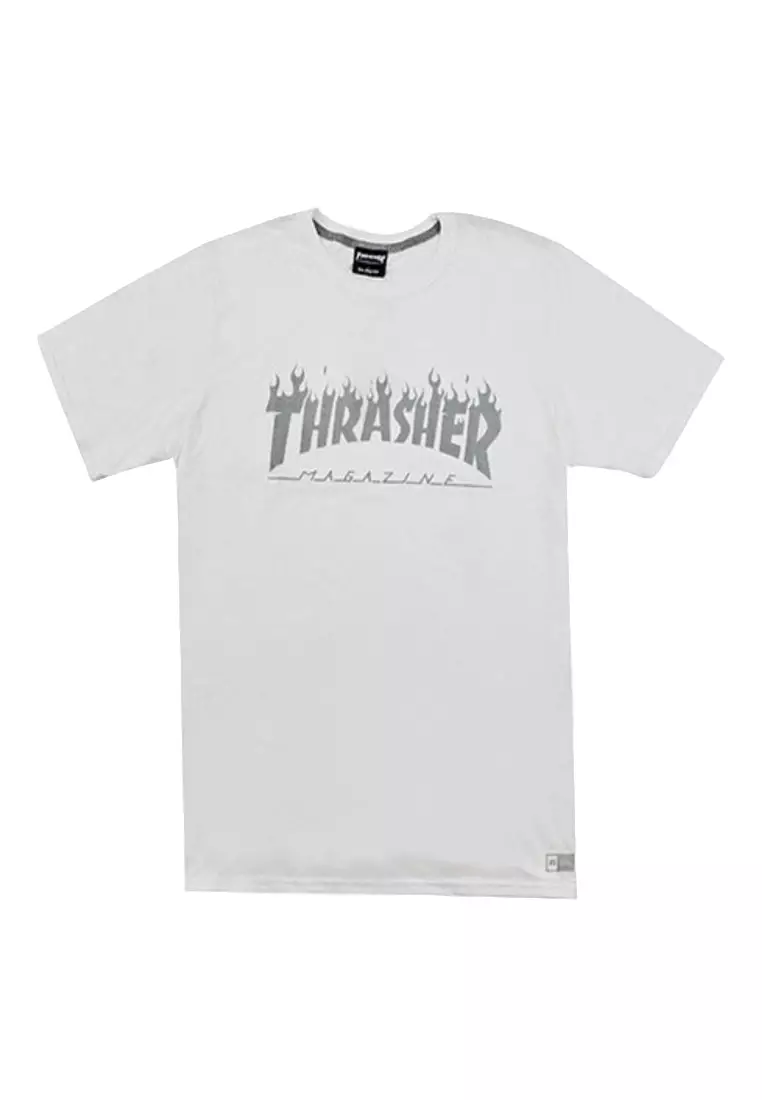 Thrasher flame tee white outlet
