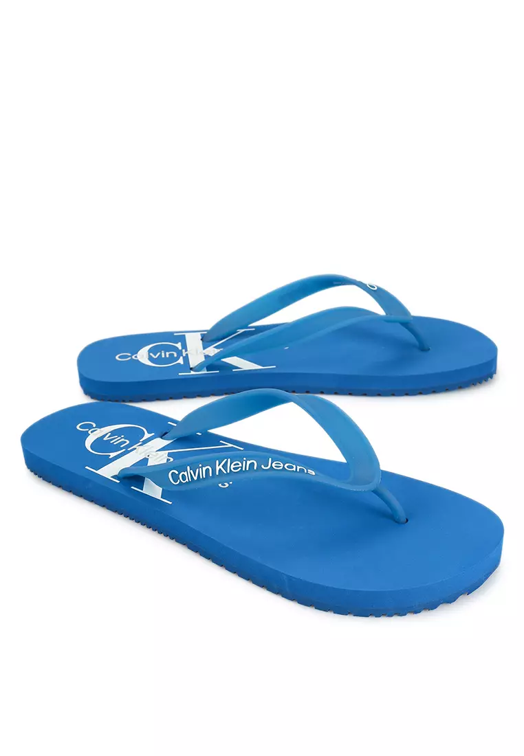 CALVIN KLEIN Beach Sandals Monogram Flip Flops - White