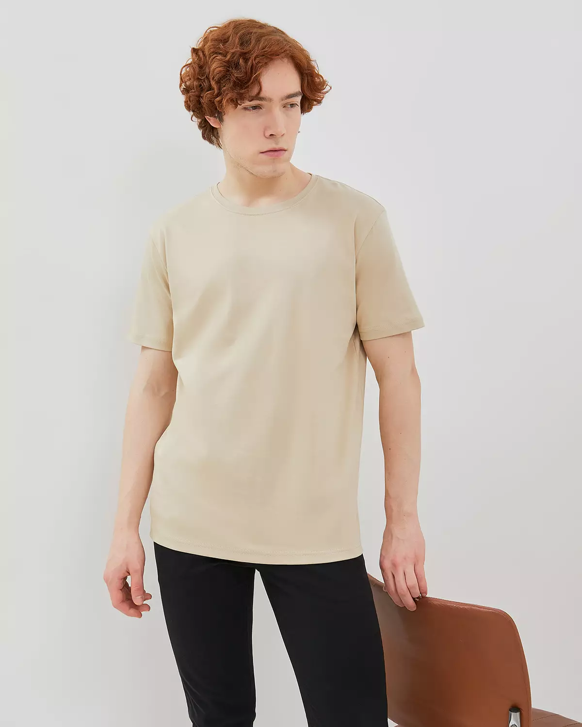 MEN'S BEIGE COTTON AIR T-SHIRT