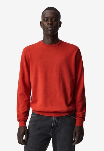 MANGO Man red Fine-Knit Cotton Sweater 35F51AA3B0441CGS_1