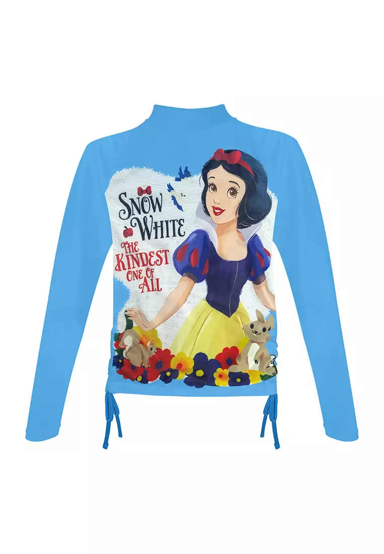 Snow White Long Sleeved Rashguard Boyleg Bottom Set Swimwear For Kids Girls