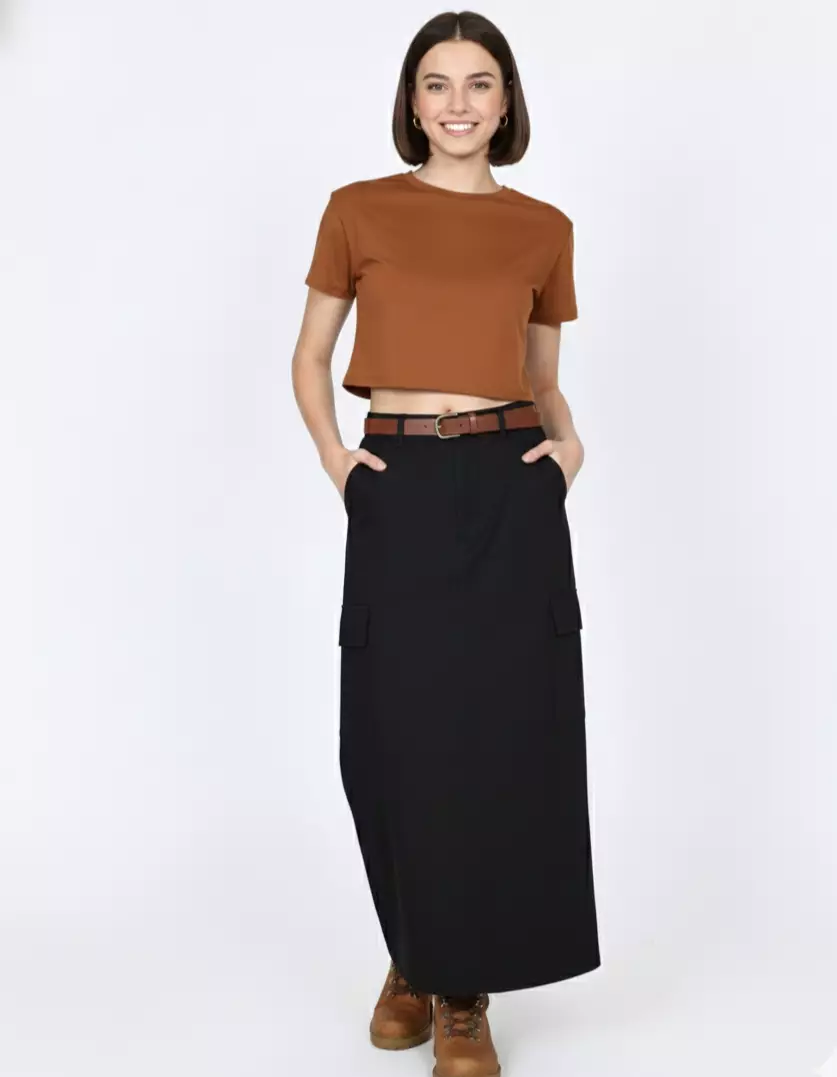 Rok Panjang Katun Wanita Jessica Cargo Skirt