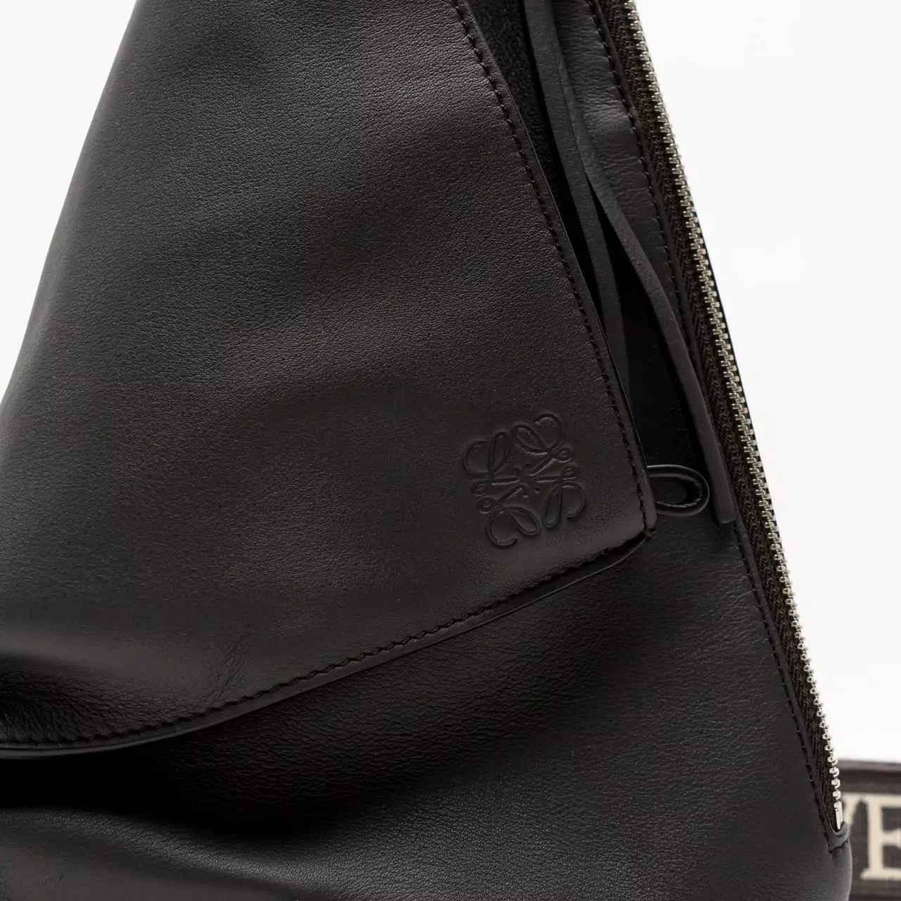 Anton Logo Debossed Calfskin Leather Sling Bags Dark Grey