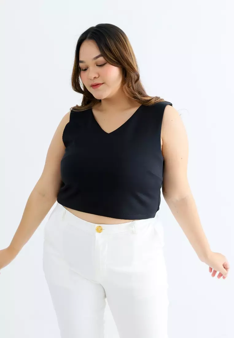 Plus Size Crop Top Tee In Jae Black