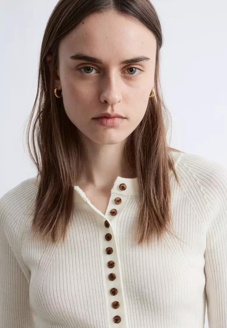 Half-Placket Wool Top