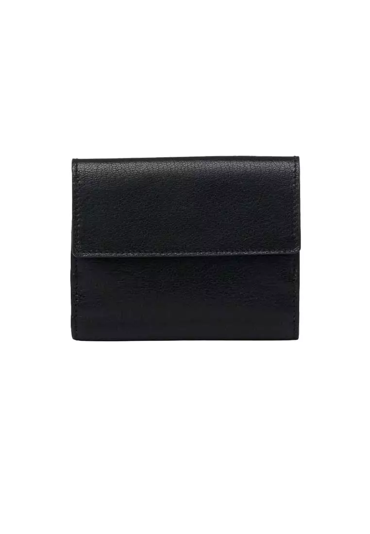 Small Envelope Trifold Wallet In Grained Leather Black CHC25SP543O93