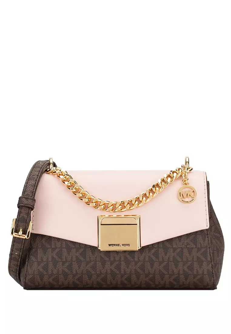 Michael Kors Lita Medium Logo Crossbody Bag, Dark Powder Blush