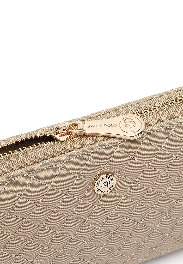 Quilted Long Purse / Wallet - Beige