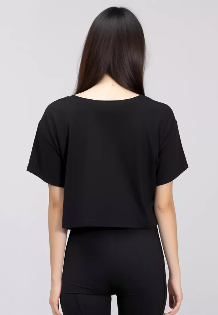 LTE54 kaos crop oversize OLC wanita air brush spray TDLA hitam