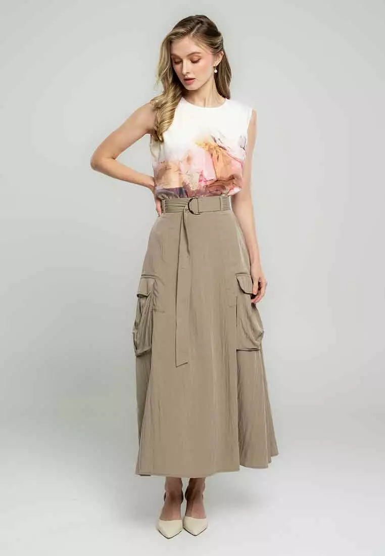 Isla Cargo Belted Maxi Skirt
